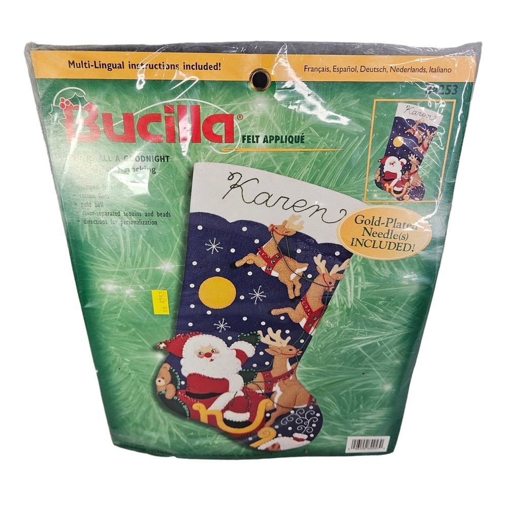 Bucilla AND TO ALL A GOOD NIGHT Felt‎ Applique Christmas 18" Stocking Kit New